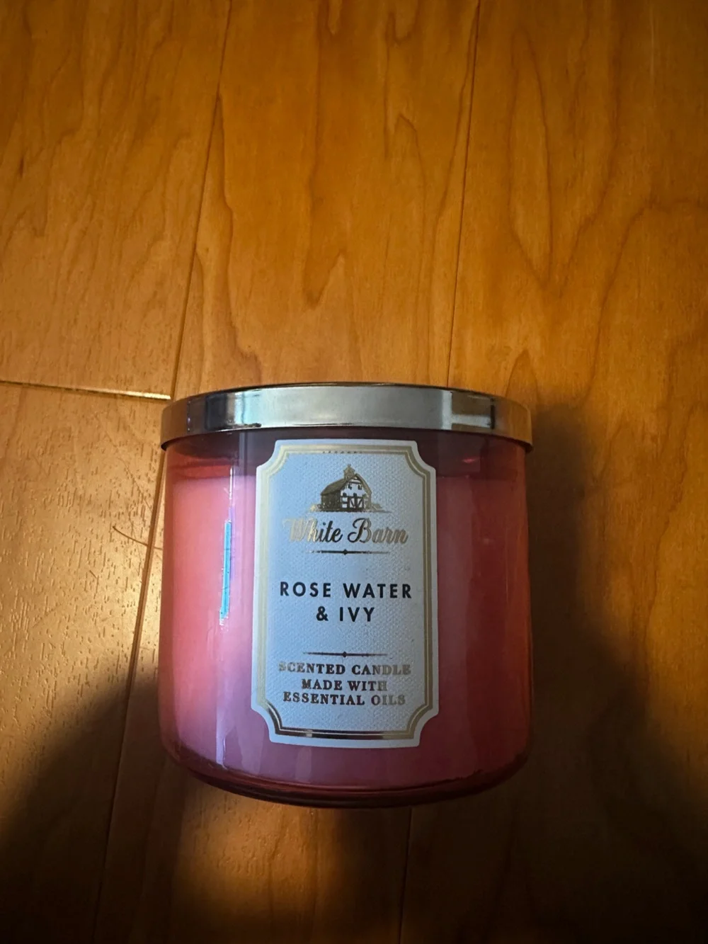 Bath & Body Works Pink Rose Water & Ivy Candle with Silver Lid